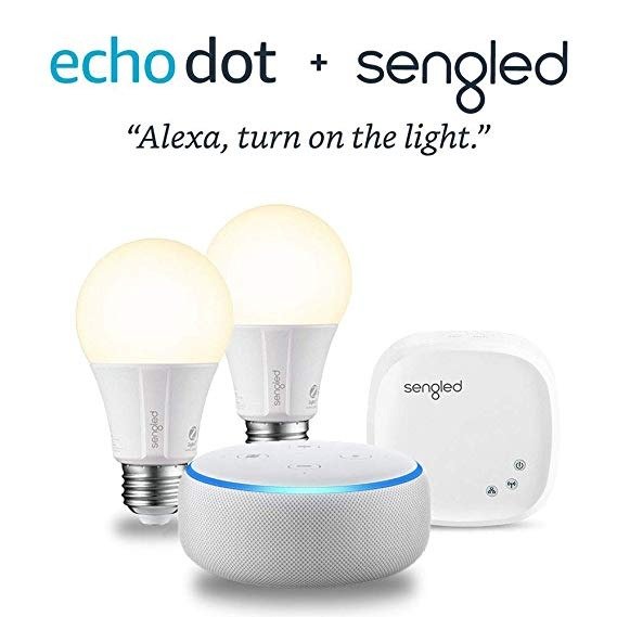 Echo Dot (3rd Generation) - Sandstone with 2 Smart Bulb Kit by Sengled