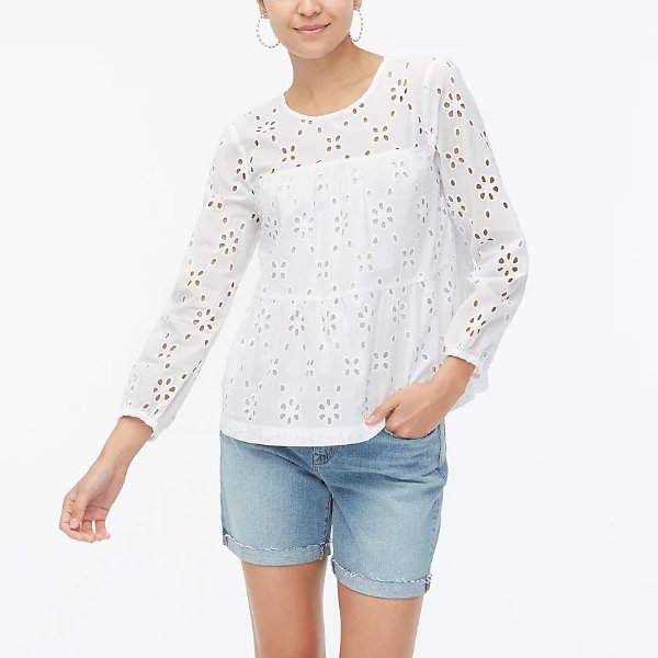 Eyelet tiered popover top