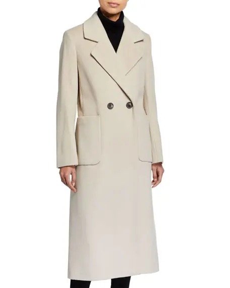 Maxi Wool-Blend Double-Breasted Coat