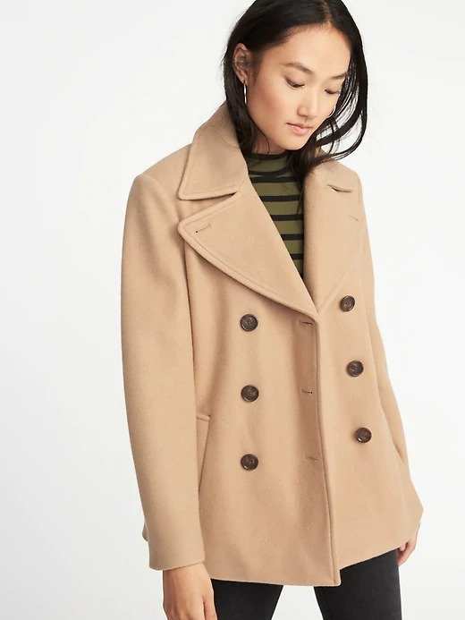 Soft-Brushed Peacoat for Women
