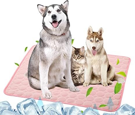 Dog Self Cooling Mat Pet Washable Cooling Pads Blanket Sleeping Kennel Mat,Ice Silk Sleep Mat Pad Non-Toxic Breathable Sleep Bed Beach for Large Dogs Cats No Water