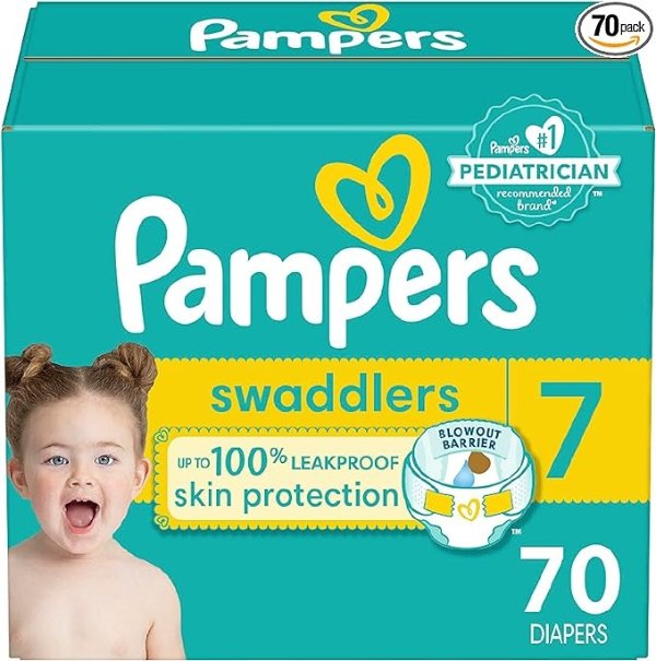 Diapers Size 7, 70 Count - Pampers Swaddlers Disposable Baby Diapers, Enormous Pack (Packaging May Vary)