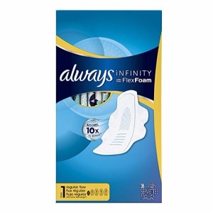 Always Infinity Size 1 Pads with Wings, Regular Absorbency, Unscented, 36 Count (Pack of 3)