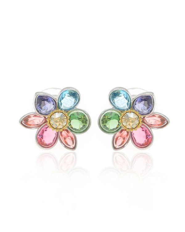 Heritage Rhodium Plated Light Multi Colored Crystal Earrings 5227320
