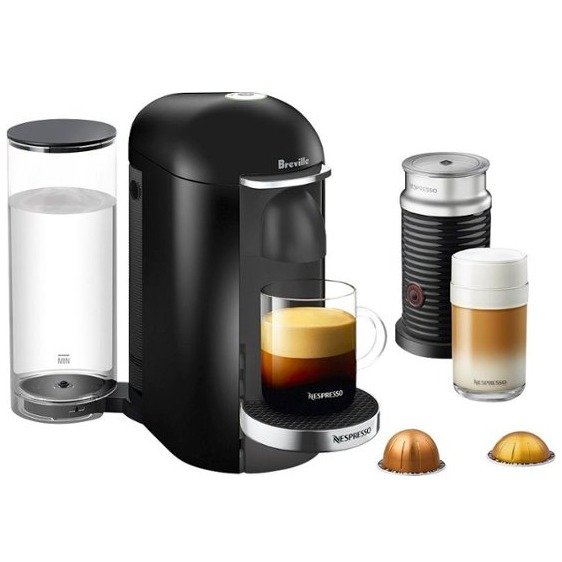 Nespresso VertuoPlus Deluxe Coffee Maker and Espresso Machine with Aeroccino Milk Frother by Breville