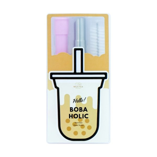 Milk Tea Factory Eco-Friendly Reusable Straws come with Brush good for Boba Blue/Pink ship out randomly