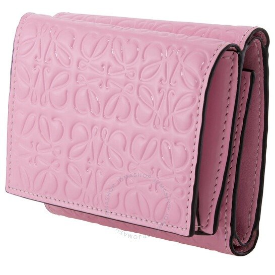 Repeat Anagram Embossed Tri-fold Leather Wallet