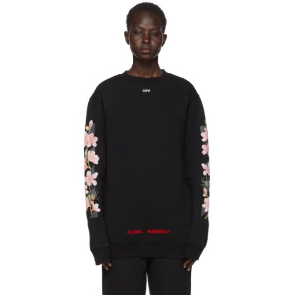 - SSENSE Exclusive Black Diagonal Cherry Oversize Sweatshirt