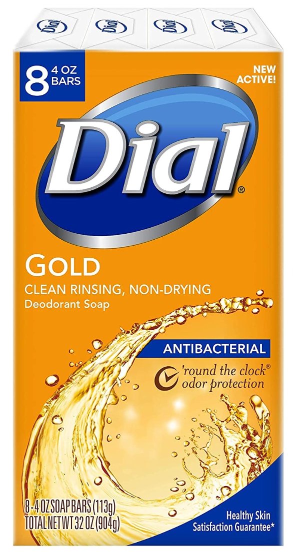 Dial Antibacterial Bar Soap, Gold, 4 Ounce (Pack of 8)