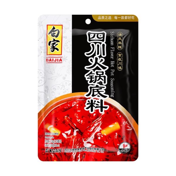 BAIJIA Spicy Sichuan Hot Pot Soup Base - Serves 2-3, 7.05oz