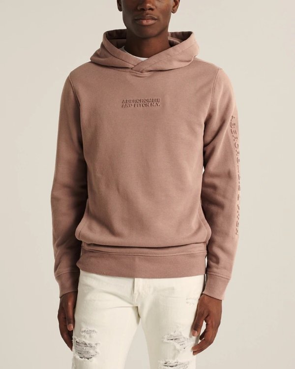 Mens The A&F Logo Perfect Popover Hoodie | Mens Select Styles on Sale | Abercrombie.com