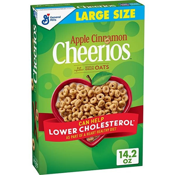 Apple Cinnamon Cheerios Heart Healthy Cereal, 14.2 OZ Large Size Box