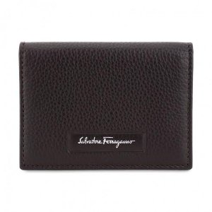 FERRAGAMO Leather Card Case - Fondente@ JomaShop.com