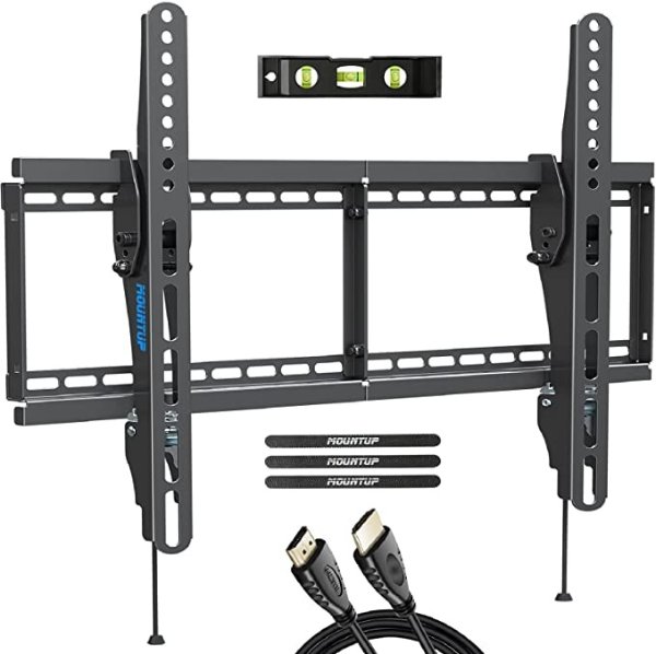 TV Wall Mount, Tilting TV Mount Bracket for Most 37-70 Inch Flat Screen/Curved TVs, Low Profile Wall Mount with Max VESA 600x400mm, Holds up to 110 lbs, Fits 16", 18", 24" Studs MU0008