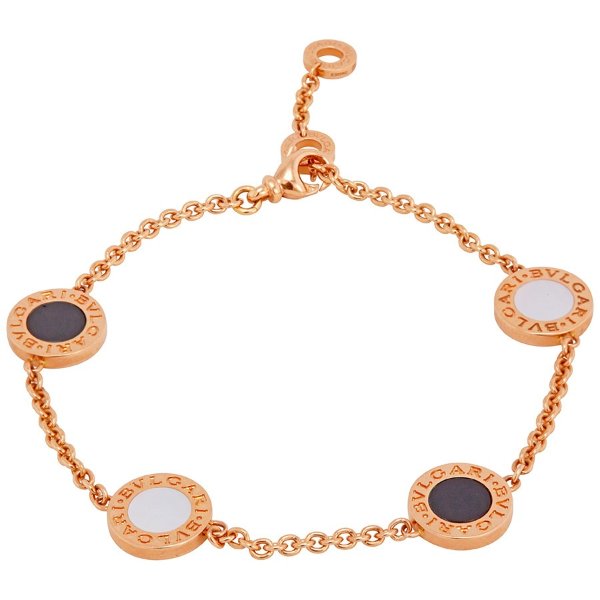 18K Pink Gold Mother of Pearl Onyx Bracelet 350642