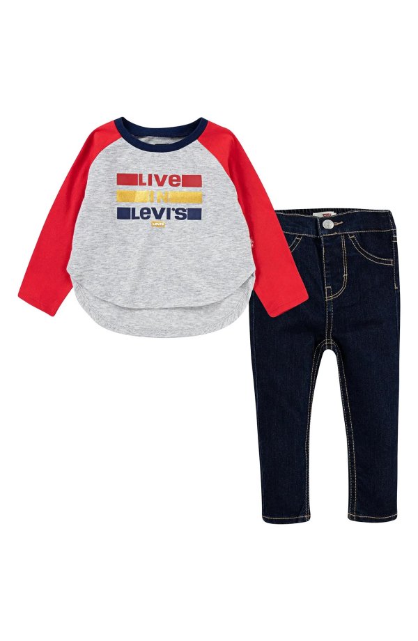 Rainbow Raglan Top & Skinny Jeans Set