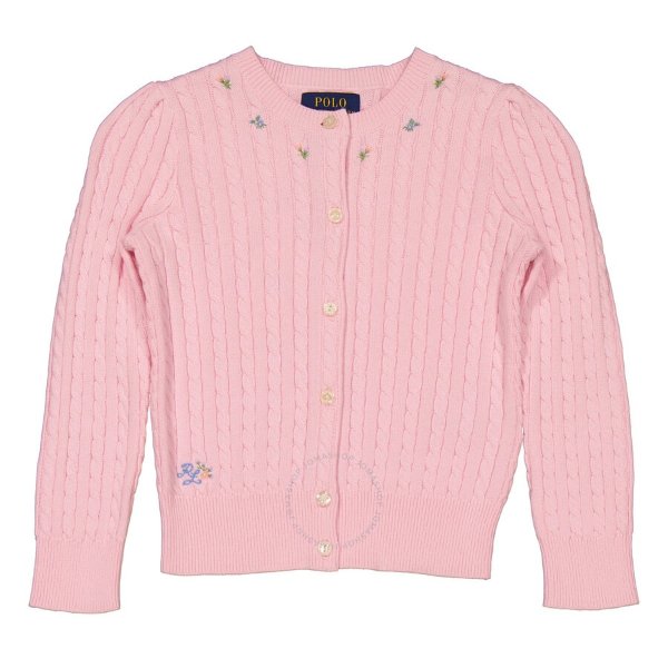 Girls Carmel Pink Cable Knit Cardigan