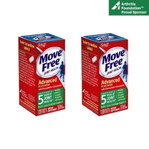 Move Free Advanced Plus MSM - Joint Health Supplement with Glucosamine and Chondroitin, 120 Ct, 2 Pack