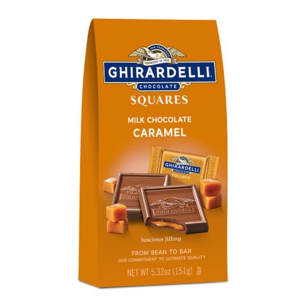 Milk Chocolate Squares with Caramel Candy Filling, Holiday Gifts and Stocking Stuffers, 5.32 Oz Bag (Pack of 6)