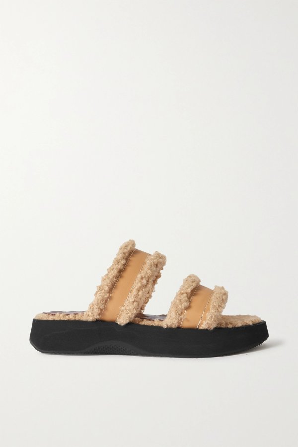 Siesta faux shearling-lined vegan leather slides