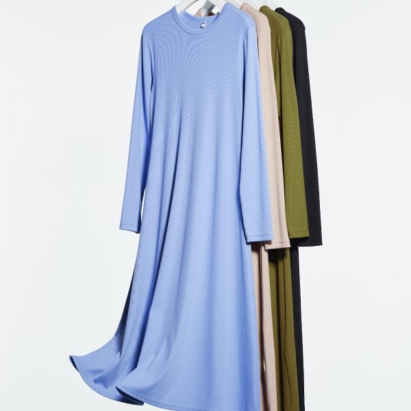Ribbed Long-Sleeve Flare Dress | UNIQLO US