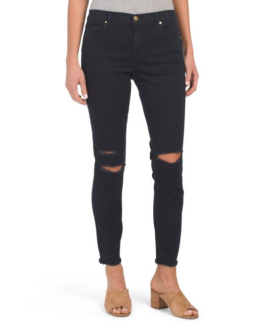 Made In Usa Mid Rise Destructed Skinny Jeans
