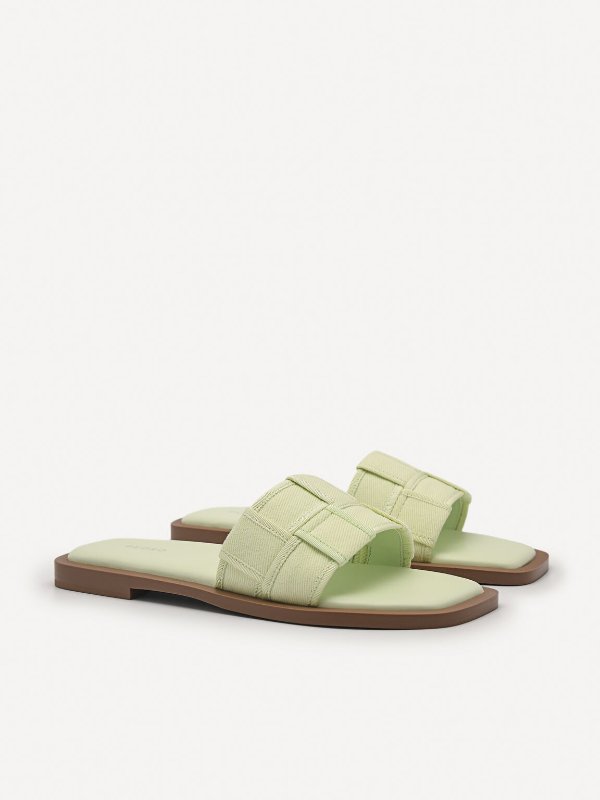 Ibiza Woven Slip-On Sandals - Light Green
