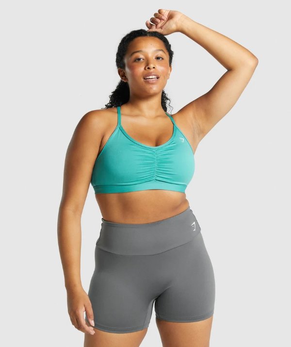 Ruched Sports Bra - Teal