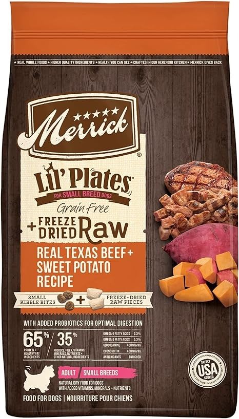 Lil' Plates Small Breed Dog Food, Grain Free Real Texas Beef and Sweet Potato with Raw Bites Recipe, Small Dog Food - 4 lb. Bag