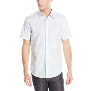 Calvin Klein Men's Checkerboard Dobby Short Sleeve Woven Shirt