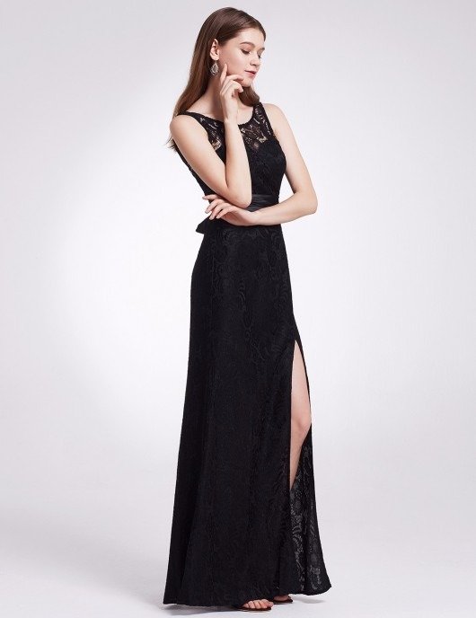 Sexy Floor Length Evening Dress with Thigh High Slit