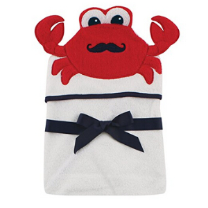 Hudson Baby Animal Face Hooded Towel, Mr. Crab