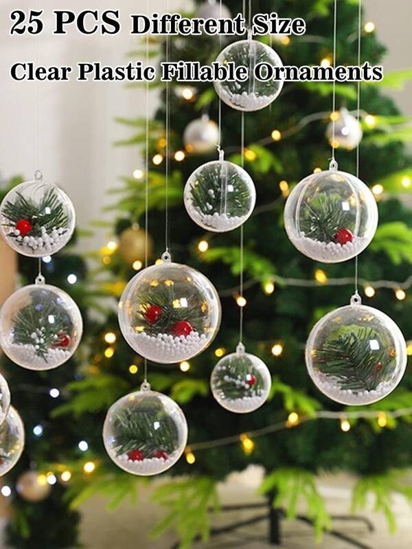 SHEIN SHEIN 25PCS Clear Ball Ornaments, 5 different size from small to big  balls Christmas DIY Clear Fillable Ornament Balls, Decoration Christmas  Tree Ball Baubles for Home Party Wedding Christmas Decor 7.50