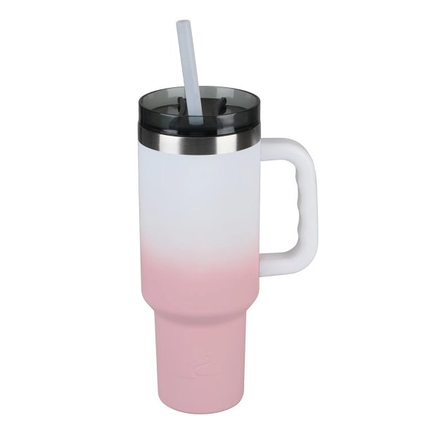 40 oz Vacuum Insulated Stainless Steel Tumbler Pink & White