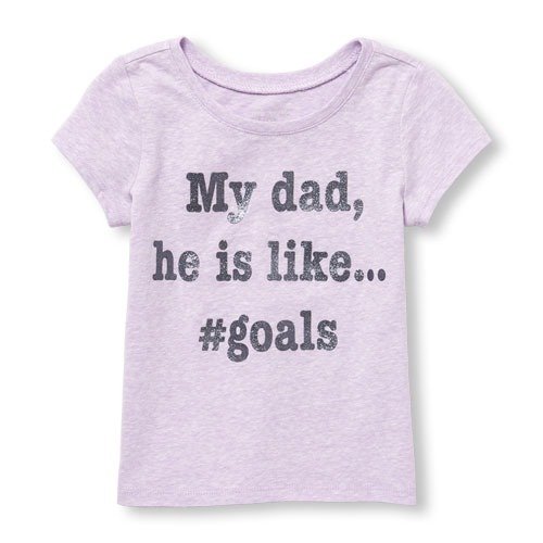 Toddler Girls Short Sleeve Glitter 'My Dad He Is Like Hashtag Goals' Graphic Tee