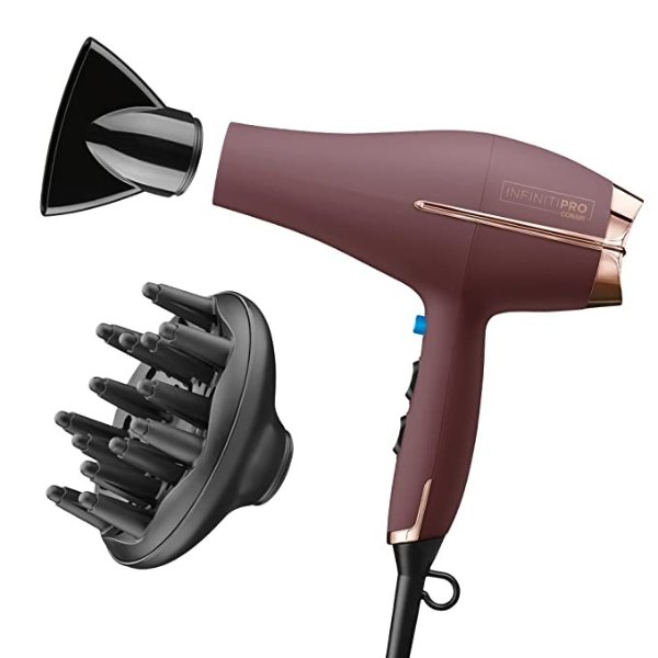 INFINITIPRO BY CONAIR Hair Dryer with Diffuser, 1875W AC Motor Pro Hair Dryer with Ceramic Technology, Includes Diffuser and Concentrator, Plum - Amazon Exclusive