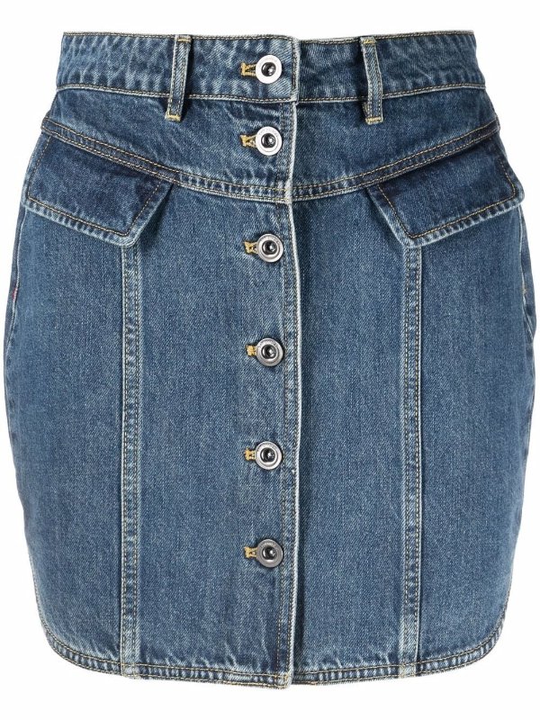 buttoned denim mini skirt
