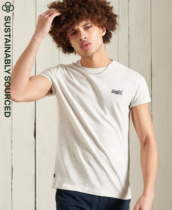 Mens Organic Cotton Vintage Embroidery T-Shirt