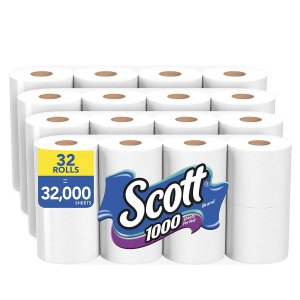 Scott 1000 Sheets Per Roll Toilet Paper, 32 Rolls 4 Packs of 8