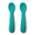 Silicone Divide Plate Navy and Teal, with Silicone Spoon Set Teal