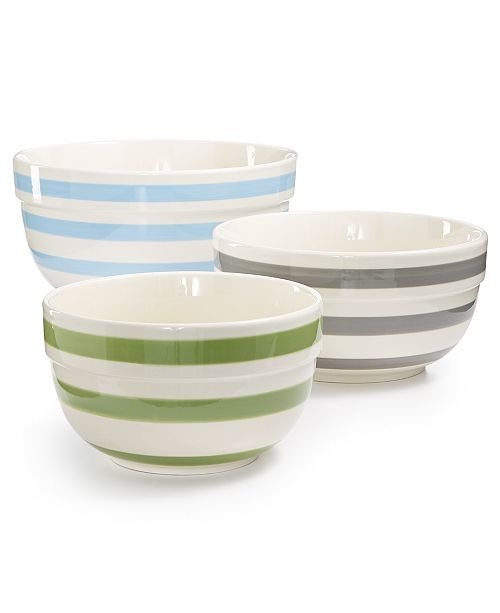 Pastel Stripe Ceramic Bowls, Set of 3, Created for Macy's