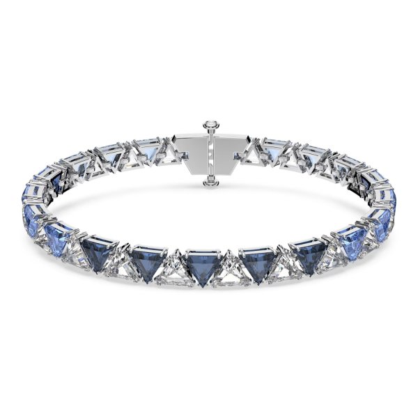 Ortyx bracelet Triangle cut, Blue, Rhodium plated