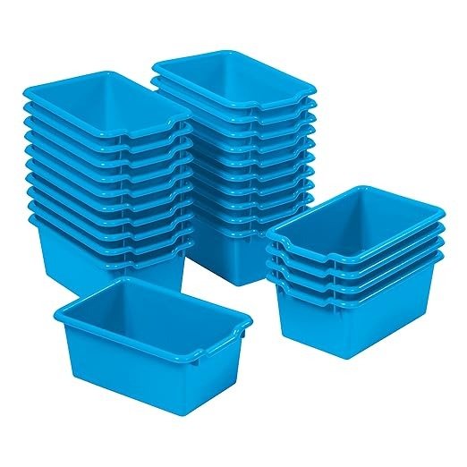 Scoop Front Storage Bins, Multipurpose Organization, French Blue, 25-Piece