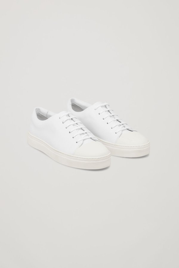 RUBBER-DETAILED LEATHER SNEAKERS