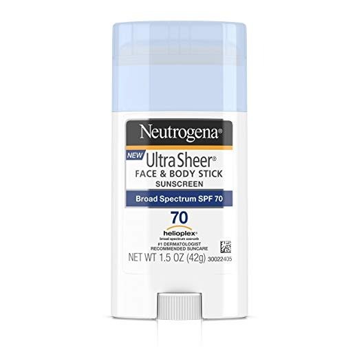 Ultra Sheer Sunscreen, Face & Body Stick, Broad Spectrum SPF 70, 1.5 oz