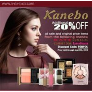 佳丽宝(Kanebo)多个品牌产品可享受额外的20% OFF，包括Kate, Lunasol, Lavschuca, 及 Coffret D'or