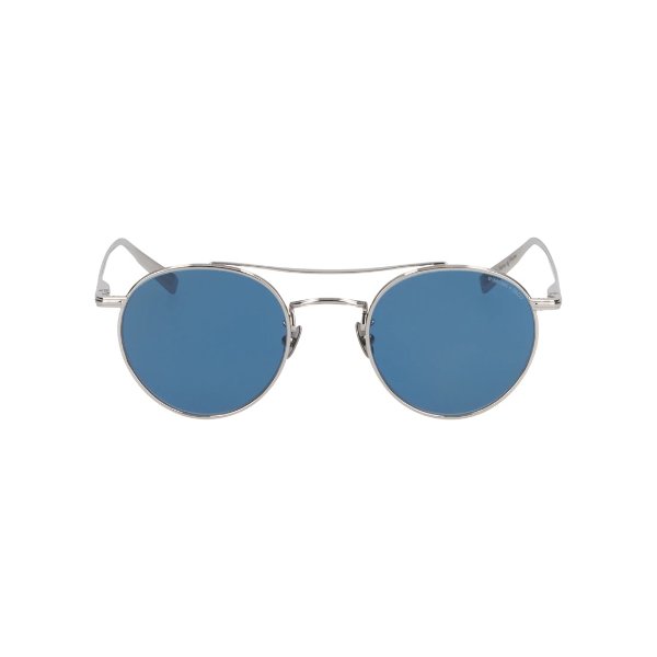 RIMOWA x Garrett Leight Sunglasses in Silver Metal with Blue Lenses