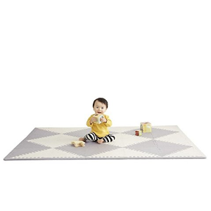 Skip Hop Geo Grey-Cream Playspot Foam Floor Tile Playmat, Chevron