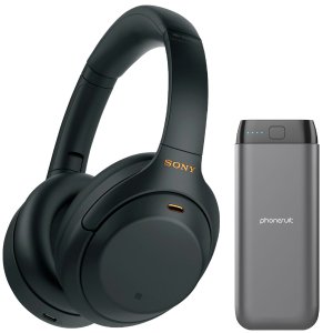 Sony WH-1000XM4 Wireless NC Headphones + 20,000 mAh PhoneSuit Power Bank