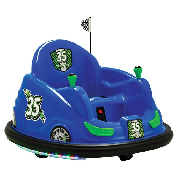 6V Bumper Car, Battery Powered Ride On, Fun LED Lights, Includes Charger, Blue